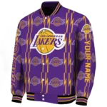customized los angeles lakers bolt stripe purple varsity jacket best selling.webp