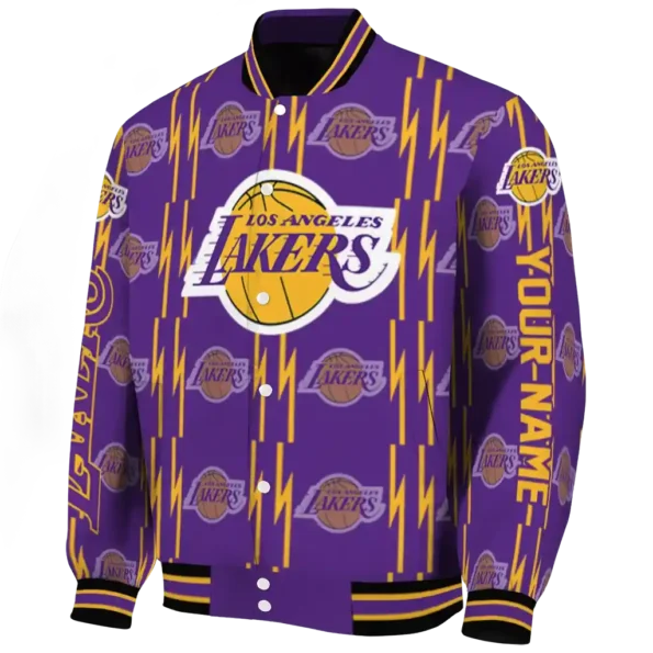 customized los angeles lakers bolt stripe purple varsity jacket best selling.webp