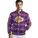 customized los angeles lakers bolt stripe purple varsity jacket best selling.webp