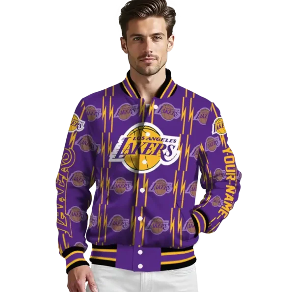 customized los angeles lakers bolt stripe purple varsity jacket high quality.webp