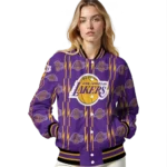 customized los angeles lakers bolt stripe purple varsity jacket best selling.webp