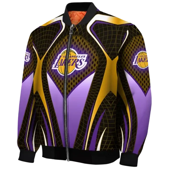customized los angeles lakers mesh chest black bomber jacket best selling