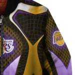 customized los angeles lakers mesh chest black bomber jacket best selling