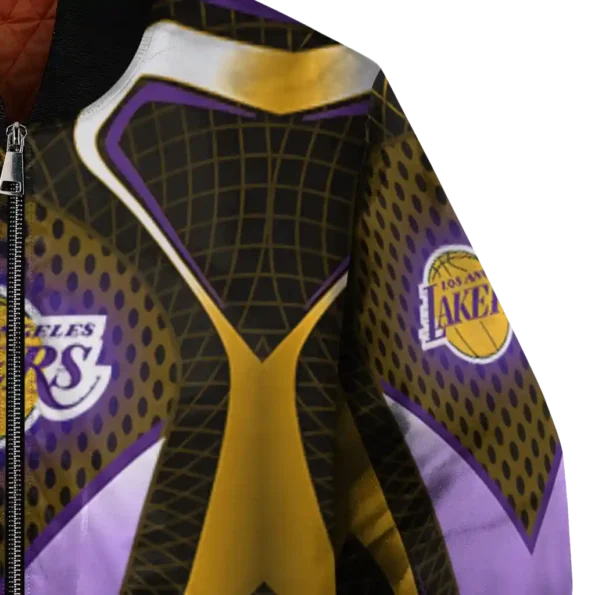customized los angeles lakers mesh chest black bomber jacket premium grade