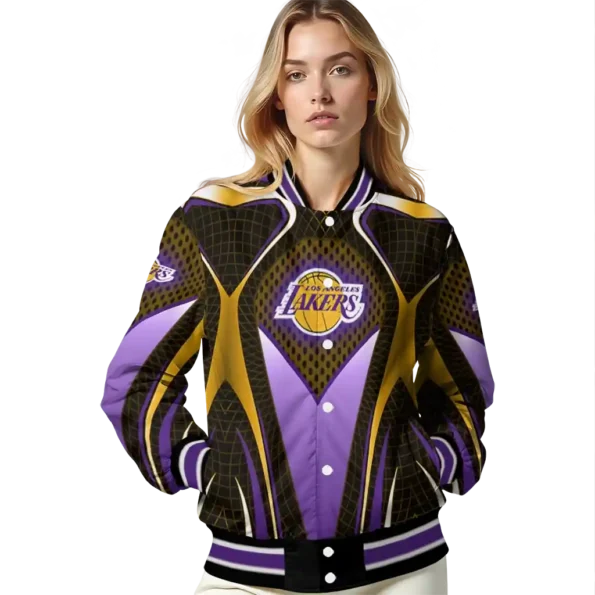 customized los angeles lakers mesh chest black varsity jacket latest model.webp