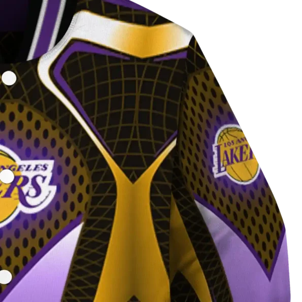 customized los angeles lakers mesh chest black varsity jacket premium grade.webp