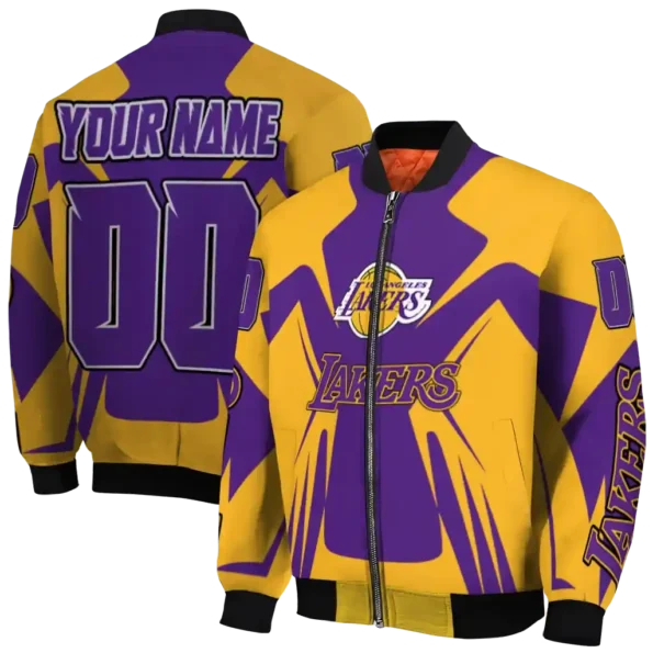 customized los angeles lakers spider mark purple bomber jacket fashion forward