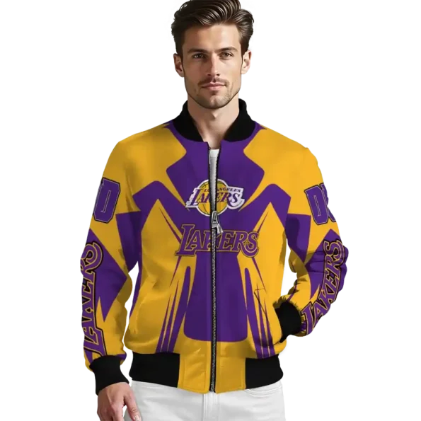 customized los angeles lakers spider mark purple bomber jacket high quality