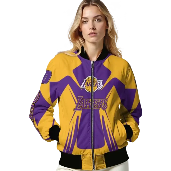 customized los angeles lakers spider mark purple bomber jacket latest model