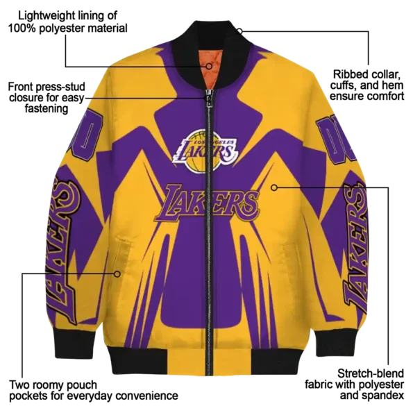 customized los angeles lakers spider mark purple bomber jacket new arrival