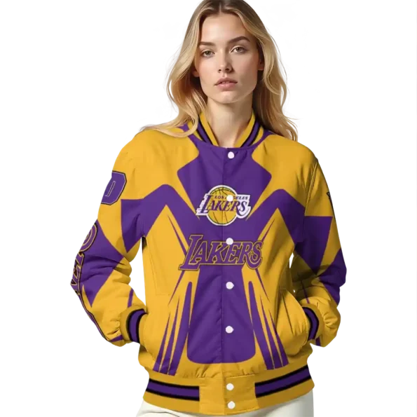 customized los angeles lakers spider mark purple varsity jacket latest model.webp