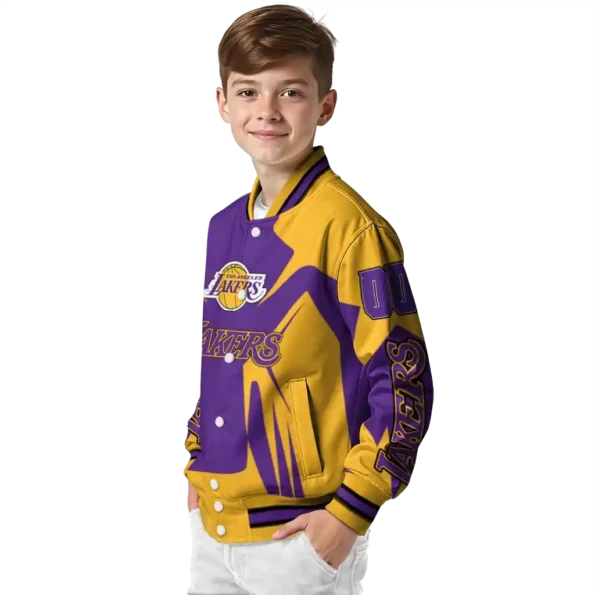 customized los angeles lakers spider mark purple varsity jacket trendy.webp