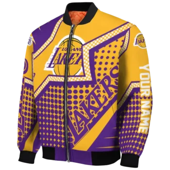 customized los angeles lakers star burst purple bomber jacket best selling