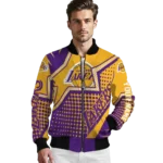 customized los angeles lakers star burst purple bomber jacket best selling