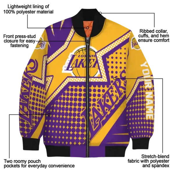 customized los angeles lakers star burst purple bomber jacket new arrival