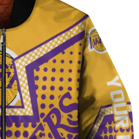 customized los angeles lakers star burst purple bomber jacket premium grade
