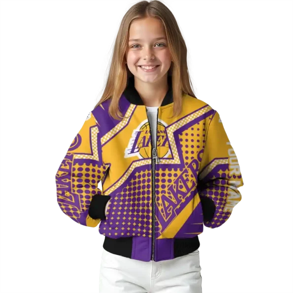 customized los angeles lakers star burst purple bomber jacket top rated