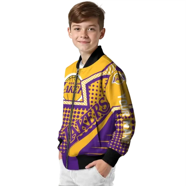 customized los angeles lakers star burst purple bomber jacket trendy