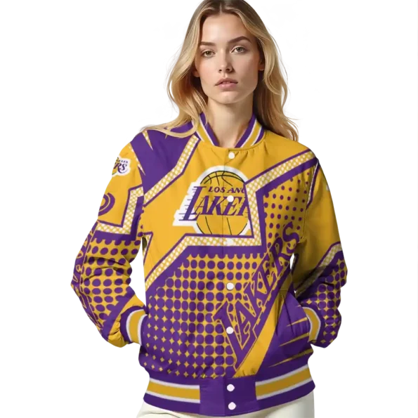 customized los angeles lakers star burst purple varsity jacket latest model.webp