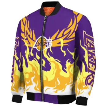 customized los angeles lakers winged blaze purple white bomber jacket best selling