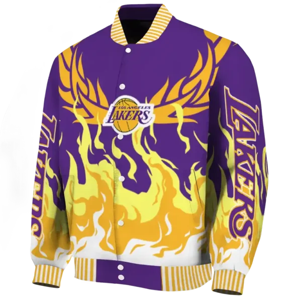 customized los angeles lakers winged blaze purple white varsity jacket best selling.webp