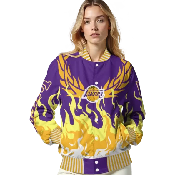 customized los angeles lakers winged blaze purple white varsity jacket latest model.webp