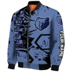 customized memphis grizzlies hexagon cluster blue black bomber jacket best selling