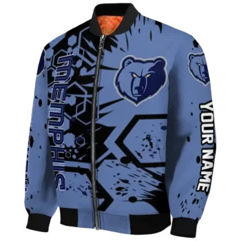 customized memphis grizzlies hexagon cluster blue black bomber jacket best selling