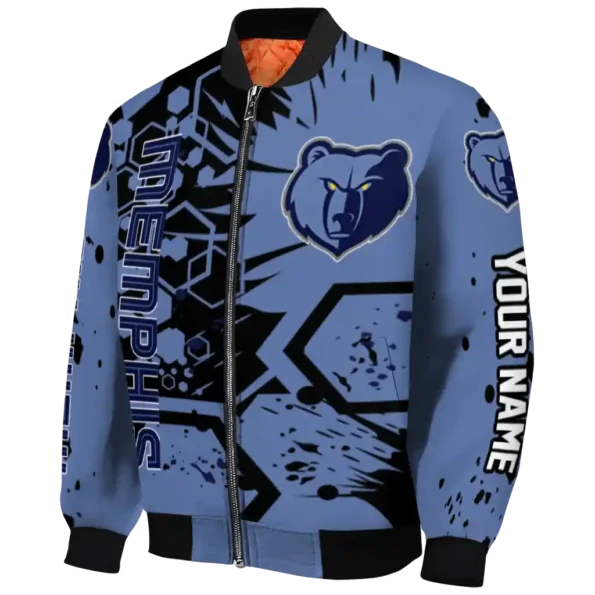 customized memphis grizzlies hexagon cluster blue black bomber jacket best selling