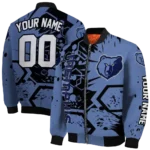 customized memphis grizzlies hexagon cluster blue black bomber jacket best selling
