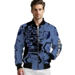 customized memphis grizzlies hexagon cluster blue black bomber jacket best selling