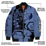 customized memphis grizzlies hexagon cluster blue black bomber jacket best selling