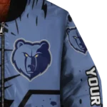 customized memphis grizzlies hexagon cluster blue black bomber jacket best selling