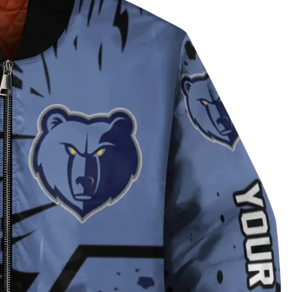 customized memphis grizzlies hexagon cluster blue black bomber jacket premium grade