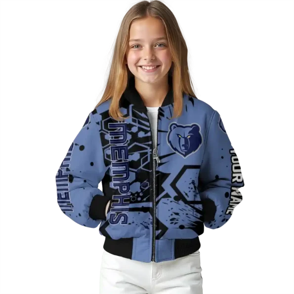 customized memphis grizzlies hexagon cluster blue black bomber jacket top rated