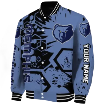 customized memphis grizzlies hexagon cluster blue black varsity jacket best selling.webp