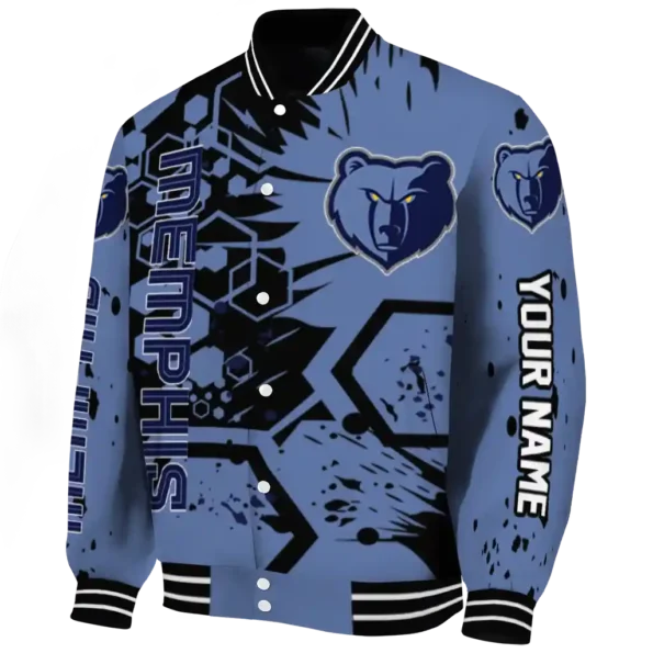 customized memphis grizzlies hexagon cluster blue black varsity jacket best selling.webp