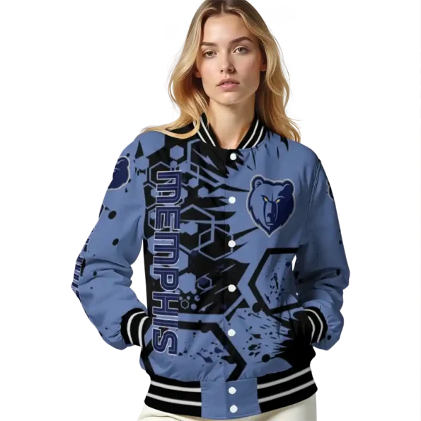 customized memphis grizzlies hexagon cluster blue black varsity jacket latest model.webp