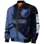 customized memphis grizzlies hexagon mesh blue black bomber jacket best selling