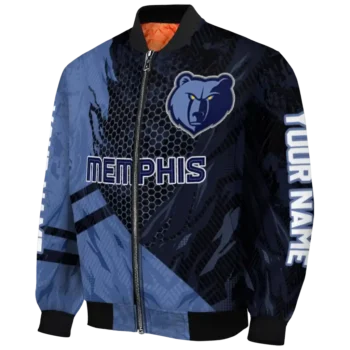 customized memphis grizzlies hexagon mesh blue black bomber jacket best selling