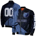 customized memphis grizzlies hexagon mesh blue black bomber jacket best selling