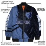 customized memphis grizzlies hexagon mesh blue black bomber jacket best selling