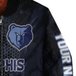 customized memphis grizzlies hexagon mesh blue black bomber jacket best selling