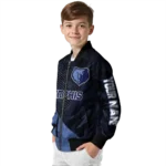 customized memphis grizzlies hexagon mesh blue black bomber jacket best selling