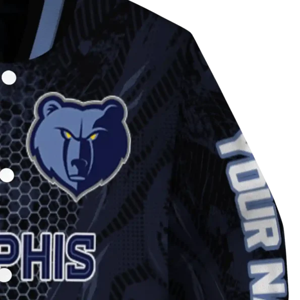 customized memphis grizzlies hexagon mesh blue black varsity jacket premium grade.webp