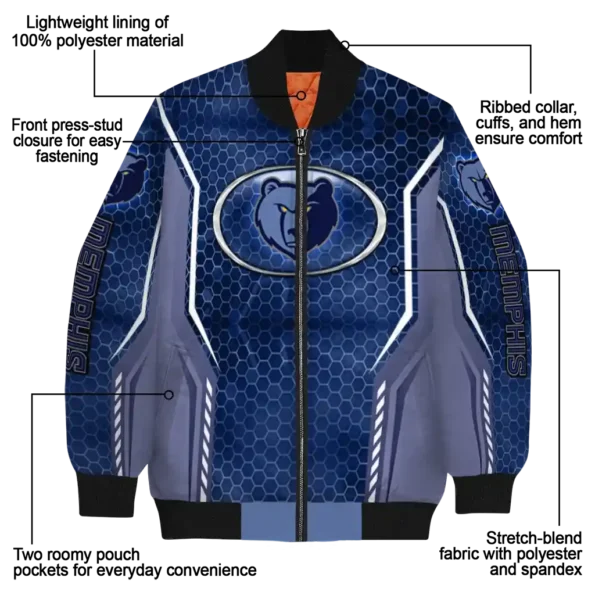 customized memphis grizzlies power plate blue bomber jacket new arrival