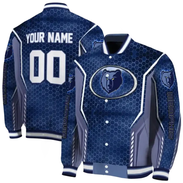 customized memphis grizzlies power plate blue varsity jacket fashion forward.webp