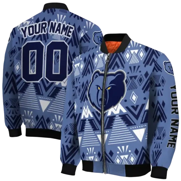 customized memphis grizzlies pyramid shapes blue bomber jacket fashion forward
