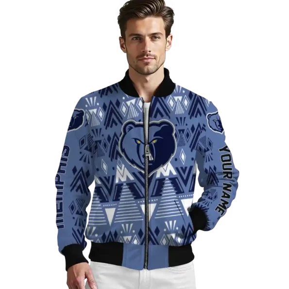 customized memphis grizzlies pyramid shapes blue bomber jacket high quality