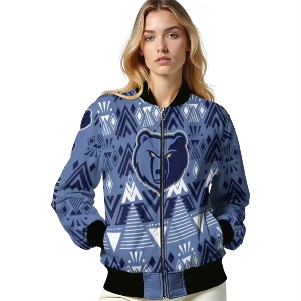 customized memphis grizzlies pyramid shapes blue bomber jacket latest model